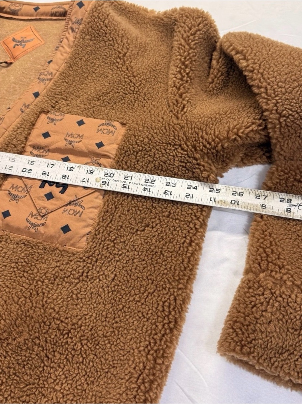 MCM Monogram Pocket Sherpa Cardigan Sweater Jacket sz XL - Picture 10 of 10